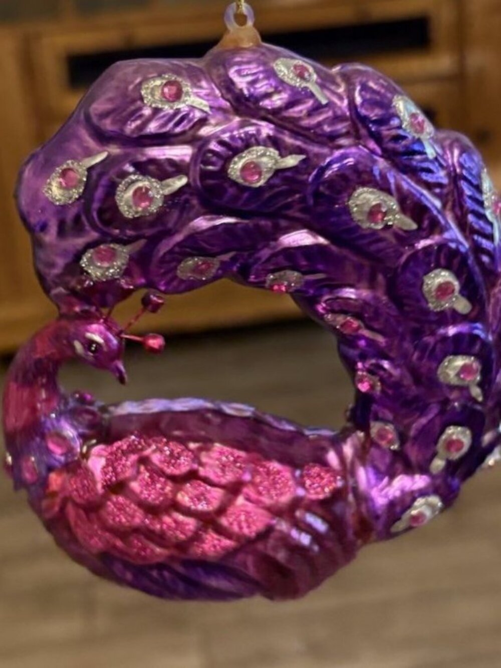 Northlight Regal Peacock Ornament Hand Blown Glass Rare 5" X 5" X 2" - V